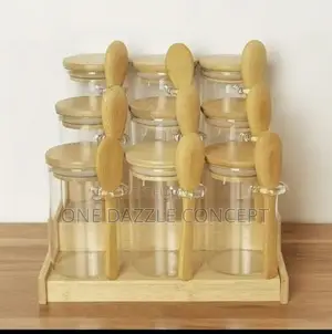 Glass Spice Jar Set - 7 Compartments