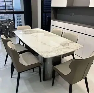 Modern Luxury Marble-Look Dining Table & 6 Chairs