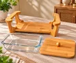 Premium Rectangular Wooden & Glass Serving Dish (3L/2.2L) - 3