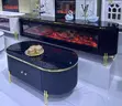 Luxury Fireplace TV Console - Marble & Gold - 2