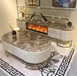 Luxury Fireplace TV Console - Marble & Gold - 3