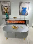 Luxury Fireplace TV Console - Marble & Gold - 4
