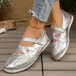Metallic Cross-Strap Flat Shoes - 3