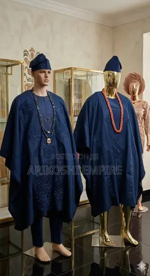 Complete Aries Swiss Agbada - Navy Blue