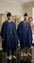 Complete Aries Swiss Agbada - Navy Blue - 2