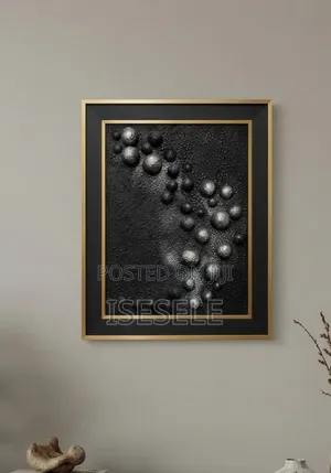 3D Textured Wall Art - Black & Gold