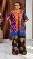 Adire Boubou Kaftan - Mixed Cotton, Free Size - 2