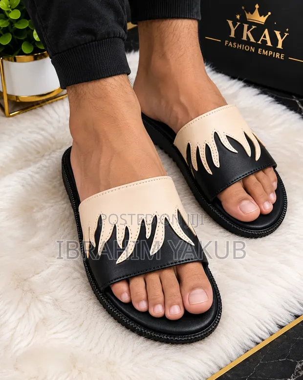 FlameEdge Leather Slides - Men's Size 44 - 1