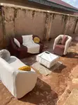 Sofa and Table Set - Brown & White - 1