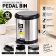 12L Drum-Shaped Pedal Waste Bin (Imitation Stainless Steel) - 3