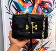 Classy Black Crocodile-Textured Shoulder Bag - 1