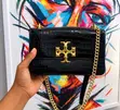 Classy Black Crocodile-Textured Shoulder Bag - 2