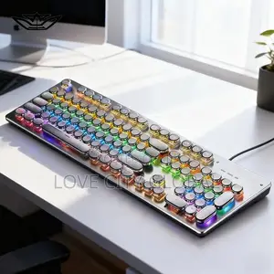 HJK920 Mechanical Keyboard RGB Backlit 104 Keys Round Keycaps