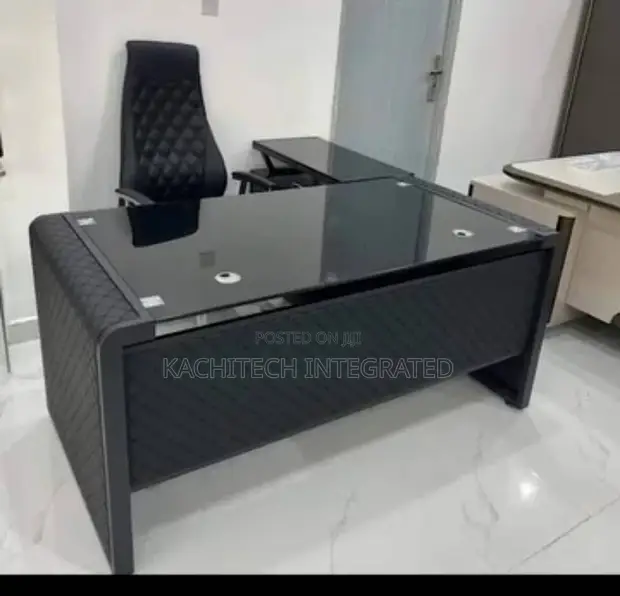 Executive Leather Table - Black - 1