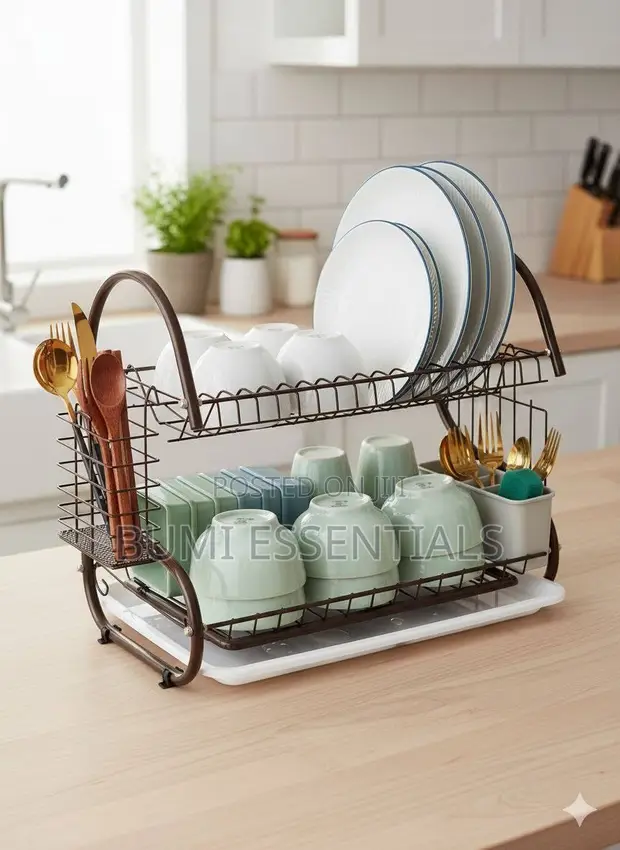 2-Tier Dish Drying Rack - Black - 1