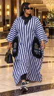 Striped Kaftan Dress with Akwete Pockets - 2