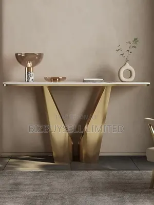 Luxury Console Table - Marmara/Sintered Stone Sama, Zinare Stainless Steel Kafa