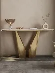 Luxury Console Table - Marmara/Sintered Stone Sama, Zinare Stainless Steel Kafa - 1