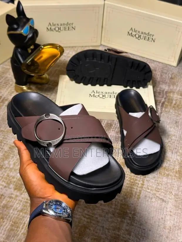 Alexander McQueen Leather Slippers - Black - 1