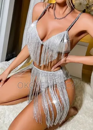 Lv Fringed Silvery Lingerie Set - Brand New