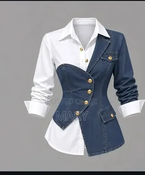 Women's Jeans Top with Shirt Fabric