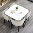 Brand New Ceramic Dining Set - Gray Square Table - 2