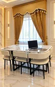 Space Saving Marble Dining Table with 6 Chairs - 1