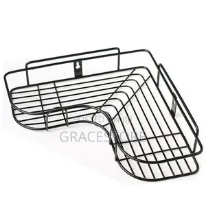 Bathroom Corner Rack - 1 Tier Aluminum Black