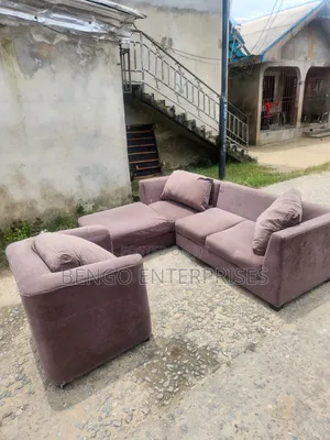 L-Shaped Couch with Pillows