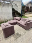 L-Shaped Couch with Pillows - 1