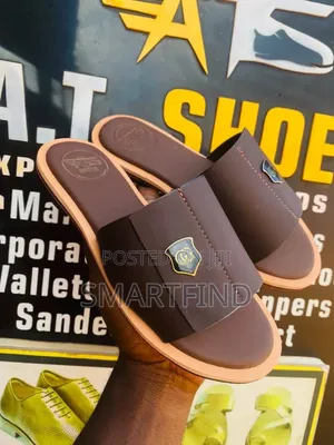 ATS Coffee Brown Single Strap Slides - Women's Leather