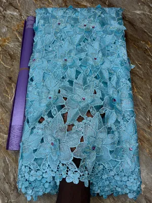 Swiss Lace Fabric with Crystal Stones