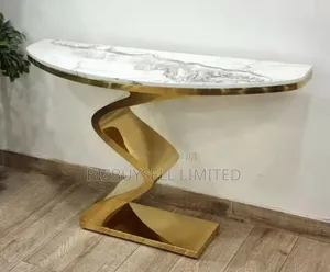 Modern Demilune Console Table - White Sintered Stone Top