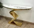 Modern Demilune Console Table - White Sintered Stone Top - 1