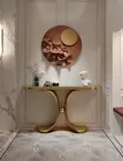 Modern Demilune Console Table - White Sintered Stone Top - 3