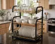 3-Tier Dish Drying Rack - Baki & Zinariya - 4