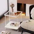 Minimalist Modern White Metal Side Table - 1