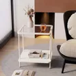Minimalist Modern White Metal Side Table - 2