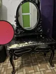 Luxury Black Dressing Table with Mirror - 1