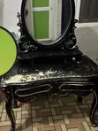 Luxury Black Dressing Table with Mirror - 2