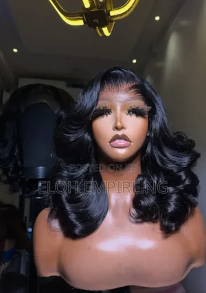 14" Virgin Human Hair Wig - Wavy Black