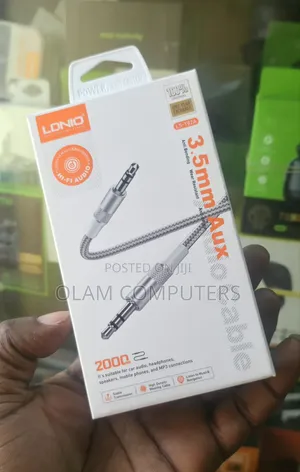 LDNIO 3.5mm Aux Audio Cable - 8ft Grey