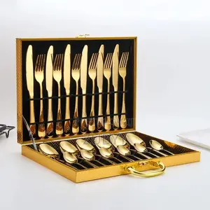 24-Piece Gold Spoon Box Cutlery Set