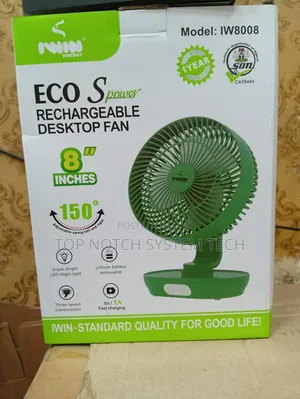Iwin Energy IW8008 8" Rechargeable Desktop Fan