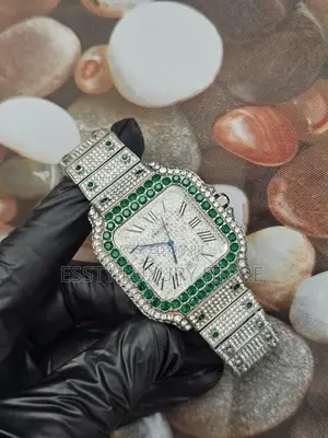 Luxury Cartier-Style Green Stone Watch