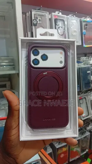 Burgundy Leather MagSafe Case with Ring Stand for iPhone 17/18 Pro Max