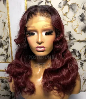 5x5 Closure Bouncy Burgundy Fibre Wig - Gluless