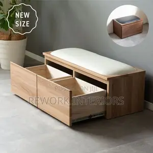 Storage Stool with Drawers - Brown
