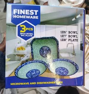3-Piece Ceramic Bowl and Plate Set