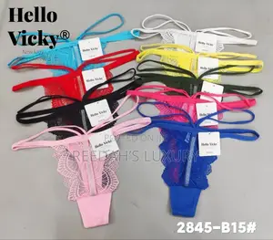 3 PCS HELLO VICKY Lace Rhinestone Thongs